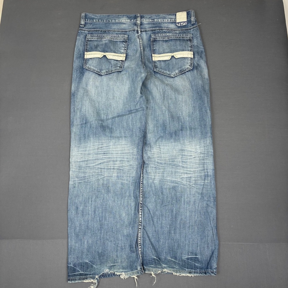 Y2K Helix Loose Straight Light Wash Baggy Denim Jeans Men's Size 38x30 Whiskered